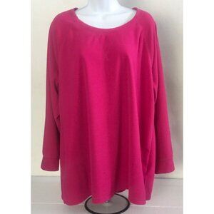 Danskin Sweatshirt Women Size 2X 18W 20W Pink Fleece Long Sleeves Round Neckline